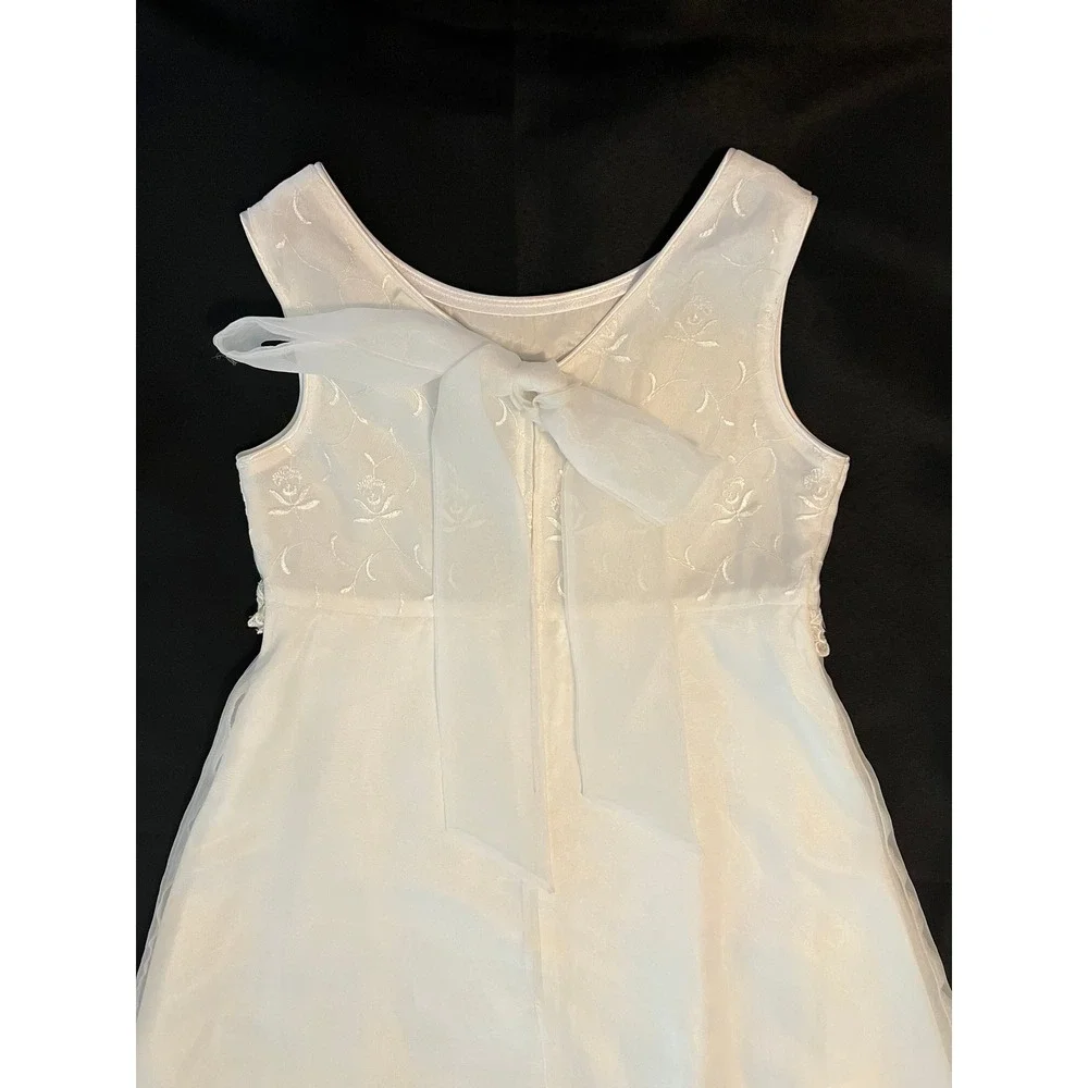 Rare Editions Girls White Embroidered Floral Formal Gown Dress Size 12 E421243A